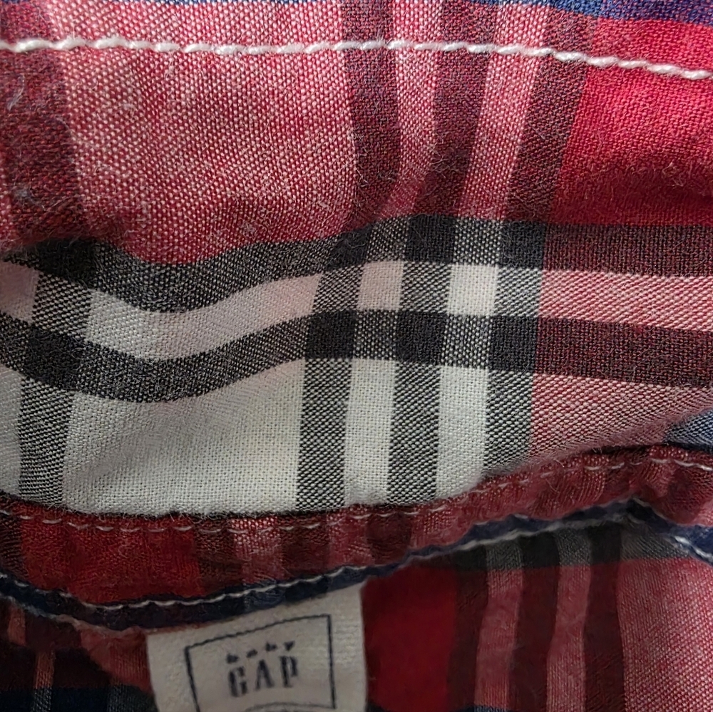 GAP Boys' Plaid Button-Down Shirt - Red, Blue & White - Picture 4 of 7